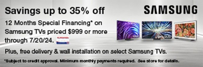 Savings up to 35% off Samsung Tvs priced $999 or more