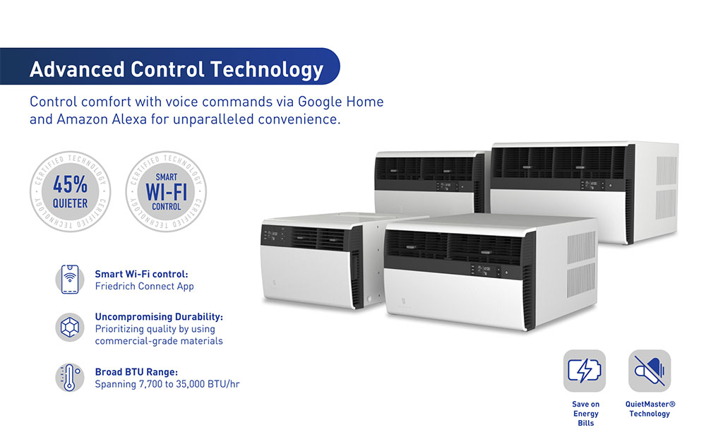 Friedrich Kuhl Smart Room AC with Electric Heat - Advanced Control Technology