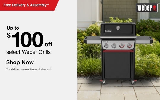 Up to $100 off select Weber Grills plus Free Delivery & Assembly**