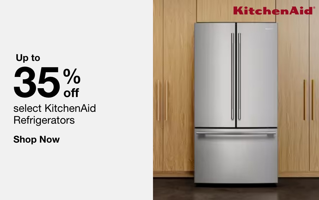 up to 35 percent off select kitchenaid refrigerators shop now 