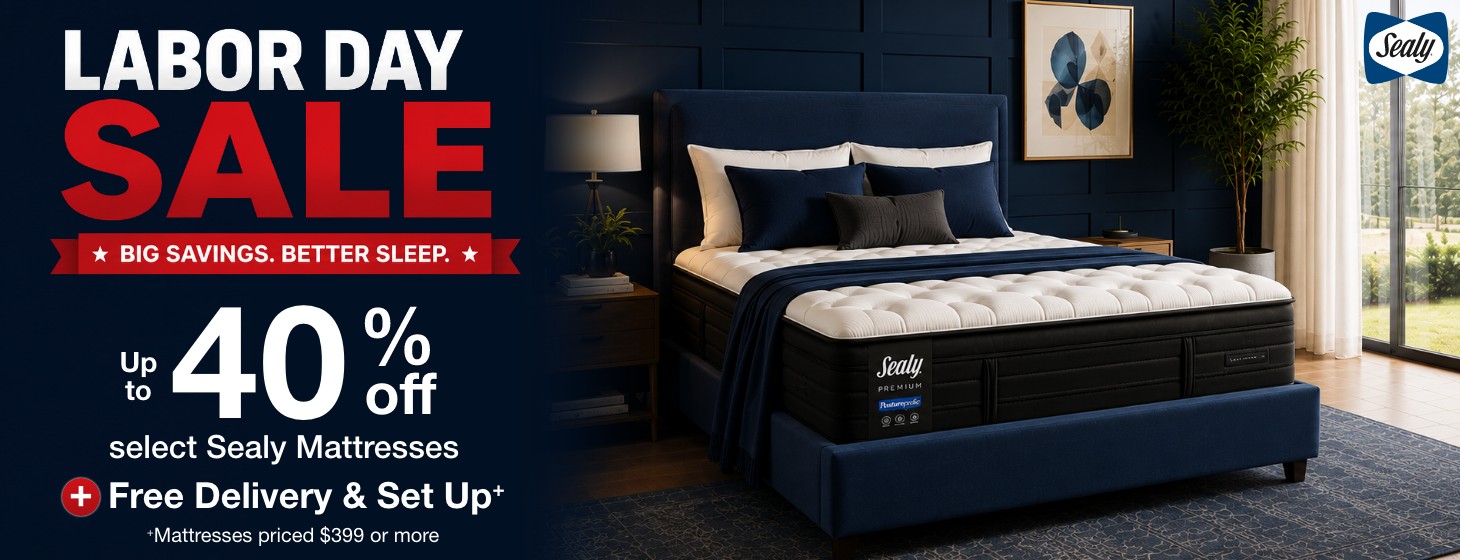 labor day sale big savings better sleep up to forty percent off select sealy mattresses plus free delivery and set up mattresses priced 399 dollars or more