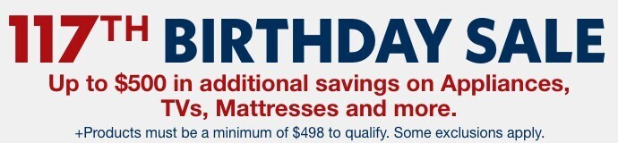 Up to $500 off select Appliances, TVs, Mattresses & more