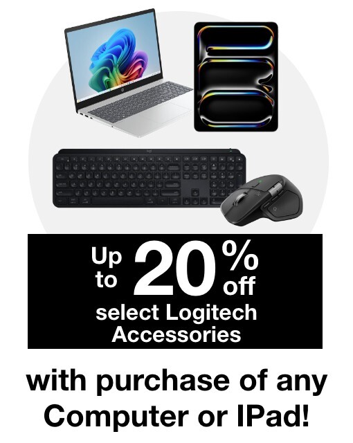 Get 20% off select Logitech Accessories with purchase of any computer or iPad