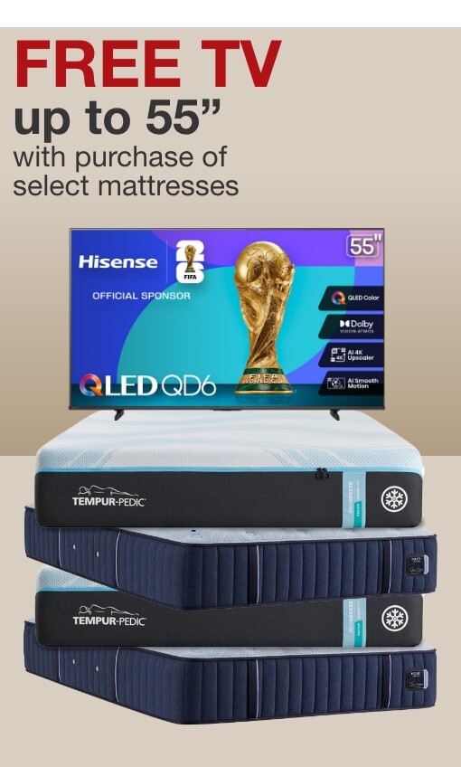 free tv up to fifty five inches with purchase of select mattresses