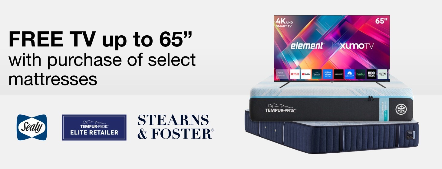 free tv up to 65 inches with purchase of select mattresses online only