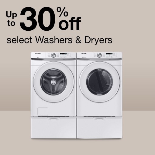 Up to 30% off select washers & dryers