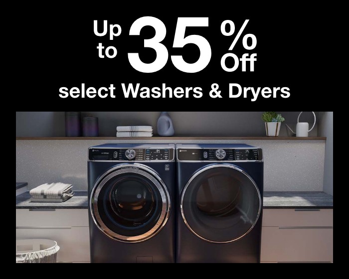 Up to 35 percent off select washers and dryers