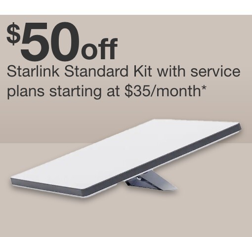 $50 off starlink standard kit with Service plans starting at $35/month*