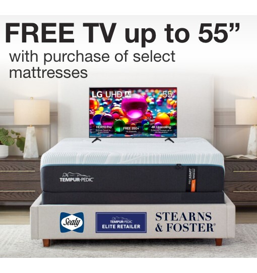 Free tv up to fifty five inches with purchase of select mattresses