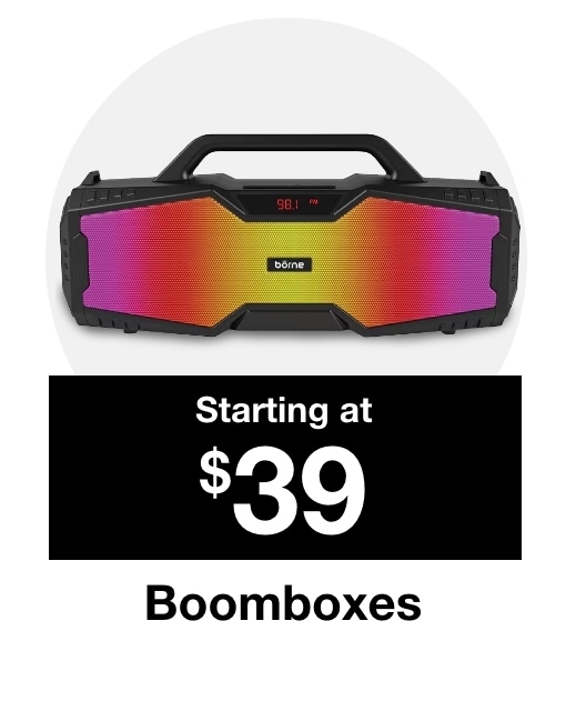 Boomboxes starting at $39