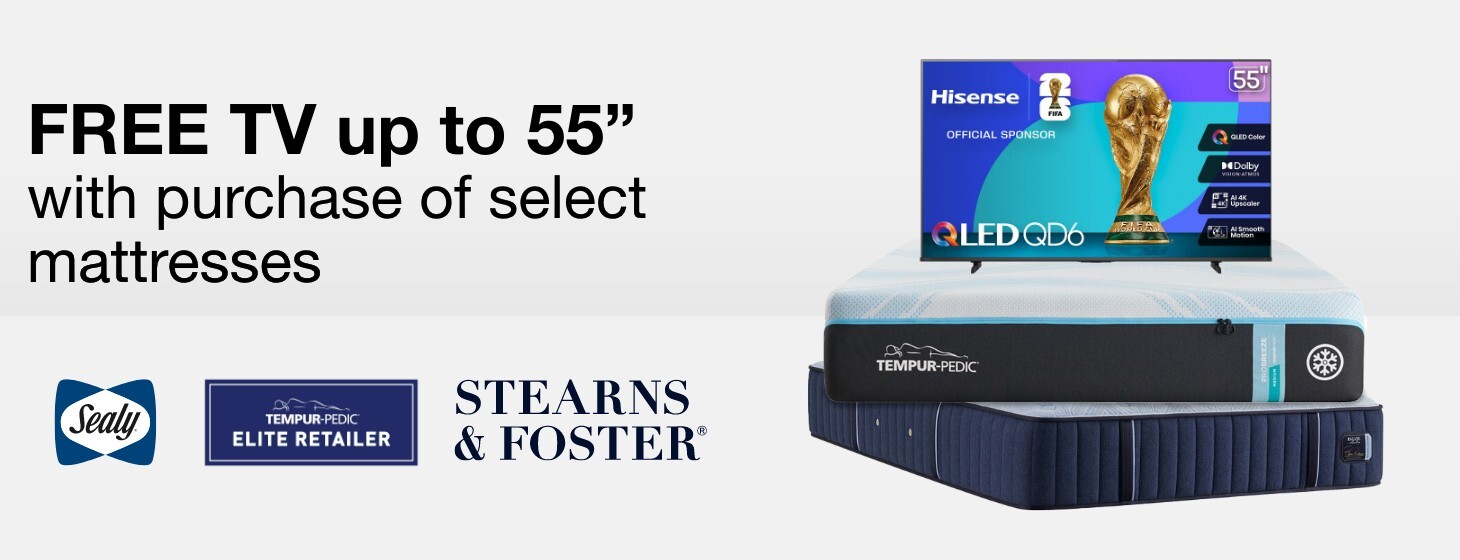 free tv up to 55 inches with purchase of select mattresses online only