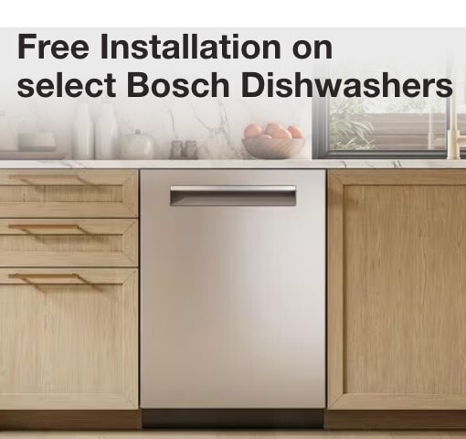 free installation on select bosch dishwashers