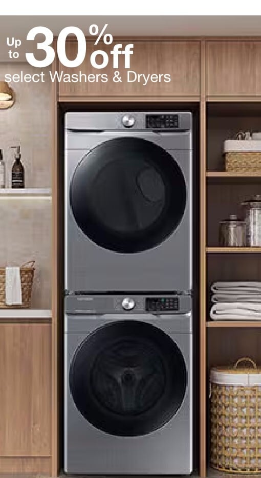 up to 30% off select washers & dryers