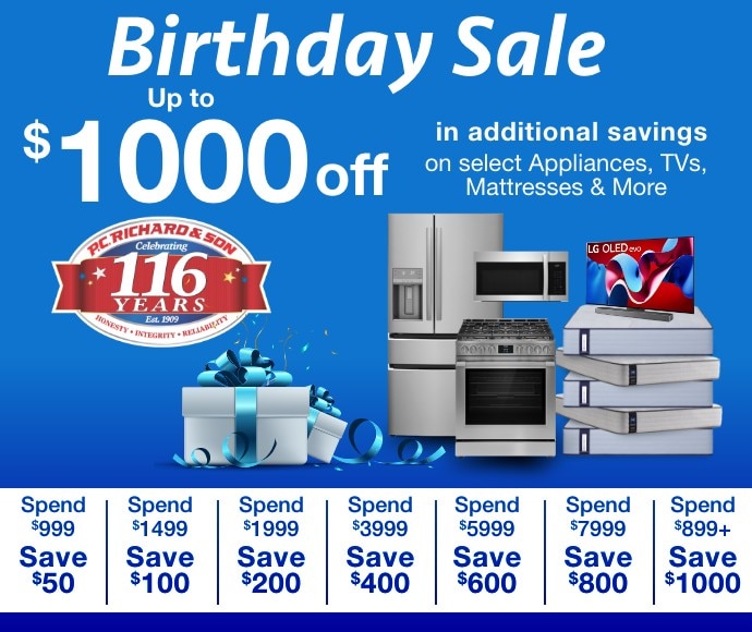 Buy More Save More Up to $1000 in additional savings on select Appliances, TVs Mattresses & More