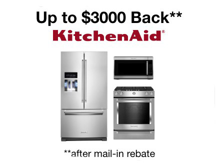 Up to $3000 back** on KitchenAid