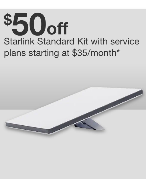 50 dollars off standard kit with service plans starting at 35 dollars per month 