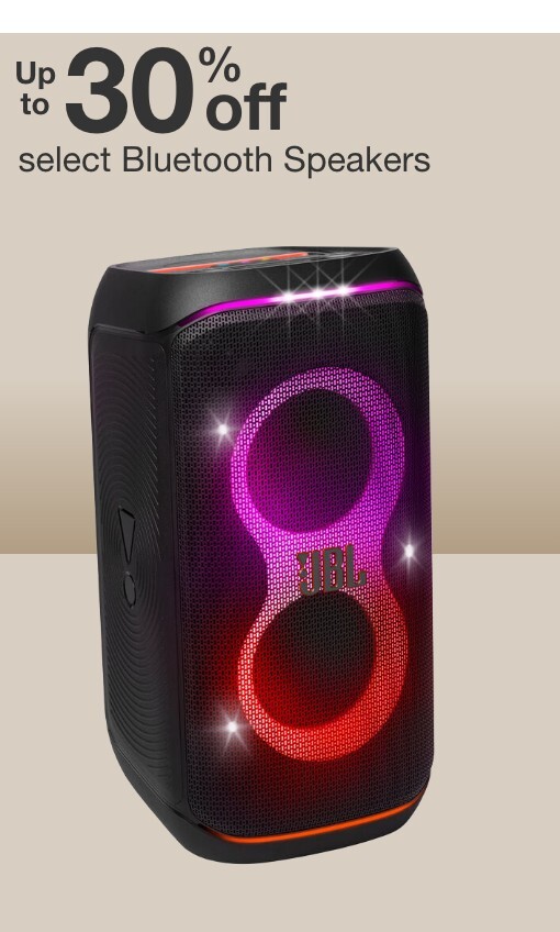 up to thirty percent off select bluetooth speakers