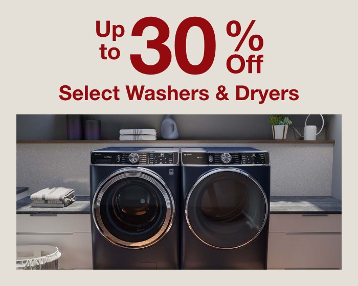 Up to 30% off select washers & dryers