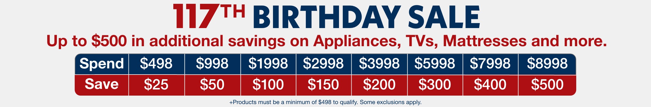 Up to $500 off select Appliances, TVs, Mattresses & more