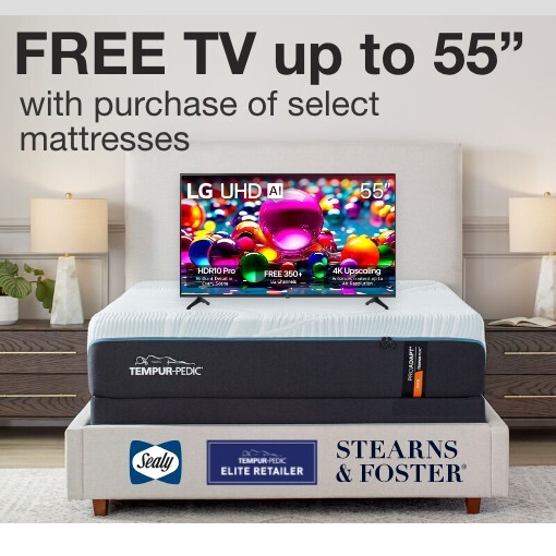 FREE TV up to 55 inches with purchase of select mattresses