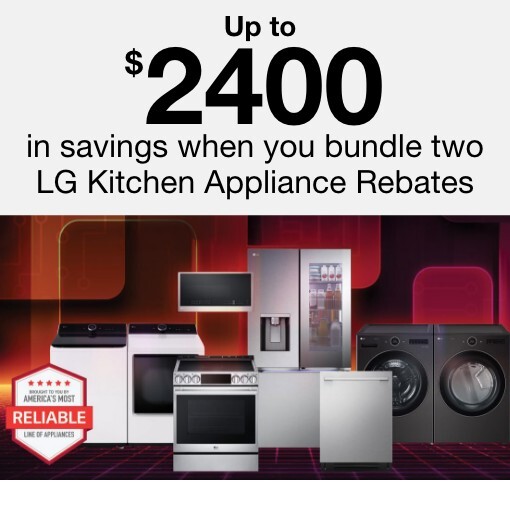 up to $2400 in savings when you bundle two LG kitchen appliance rebates