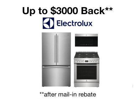 Up to $3000 back** on Electrolux