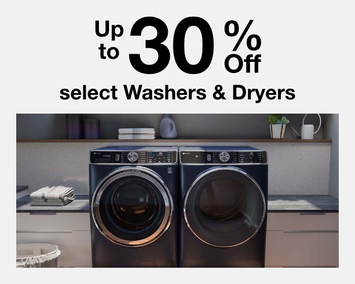 Up to 30% off select washers & dryers