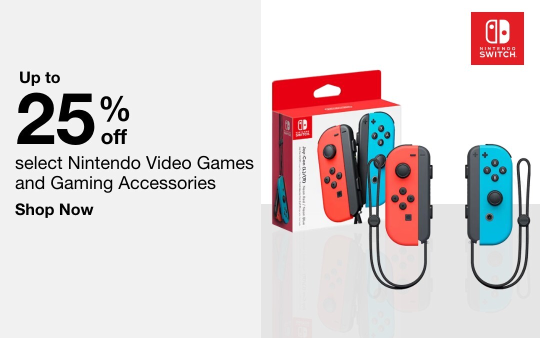 up to 25 percent off select nintendo video games and gaming accessories shop now