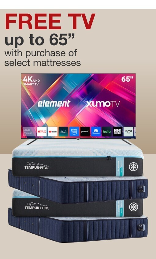 free tv up to 65 inches with purchase of select mattresses