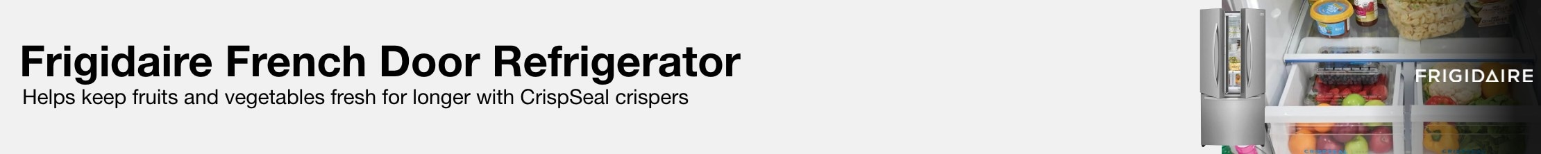 rigidaire French door refrigerator helps keep fruits and vegetables fresh for longer with CrispSeal crispers