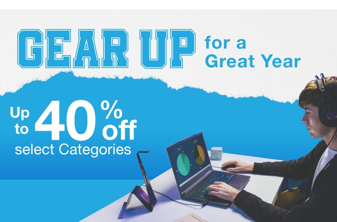 Gear up for a great year up to 40% off select categories