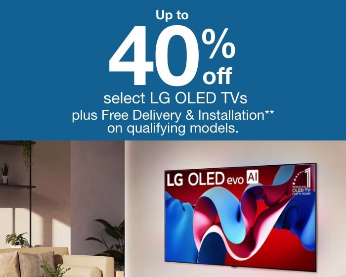 Up to 40% off select LG oled tvs plus Free delivery and installation**on qualifying models. 