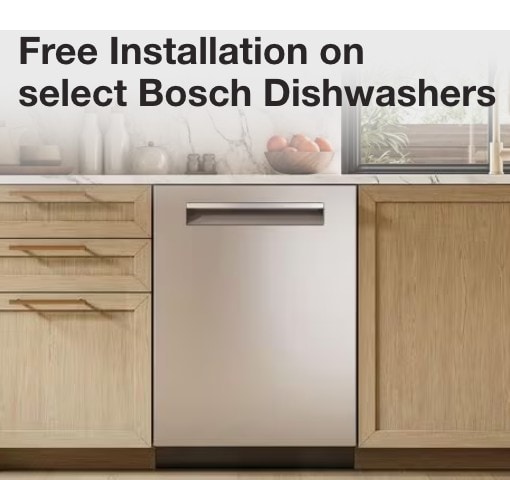 free install on select bosch dishwashers