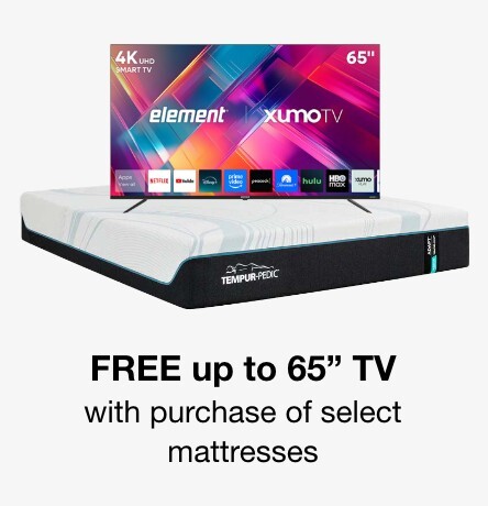 Free TV up to 65in with purchase of select mattresses