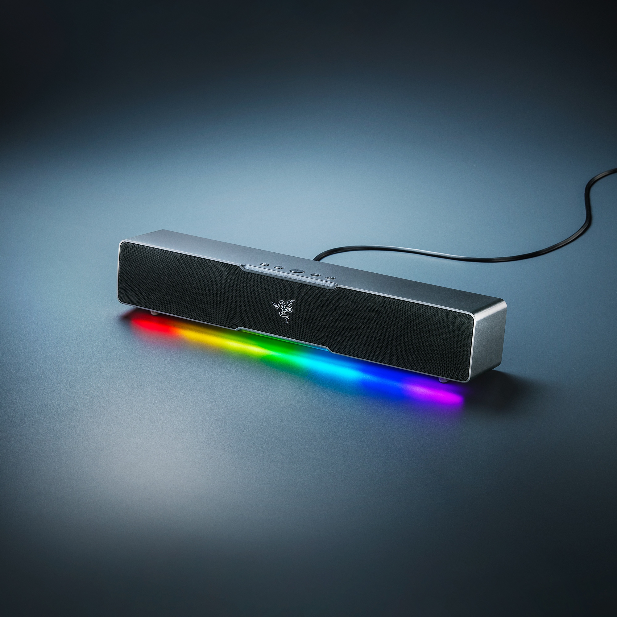 RAZER LEVIATHAN V2 X PC Gaming Soundbar, front-facing left-angled view
