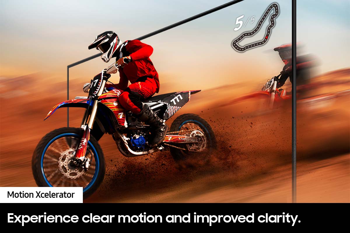 Samsung TV model UN65DU6900, Motion Xcelerator, Experience clear motion and improved clarity