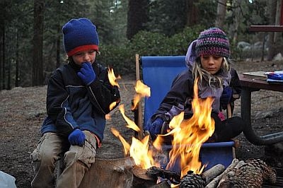 Children enjoying the fire pit