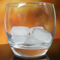 Crescent Ice Cubes in Glass