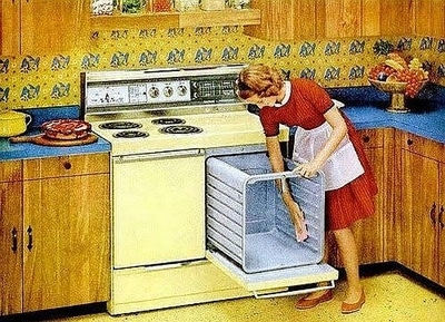 Vintage ad of woman and stove 
