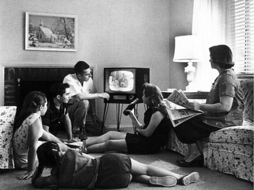 Family Watching TV in 1958