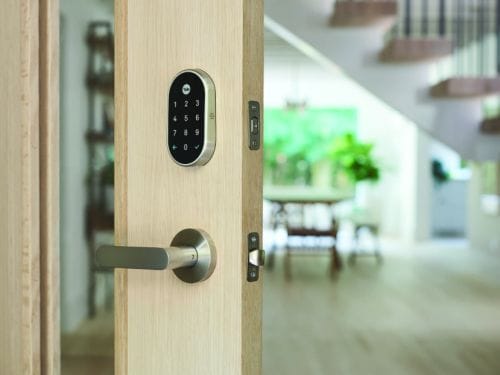 Yale Lock with Home Interior in Background