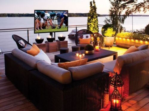 Deck with Couches and Outdoor TV