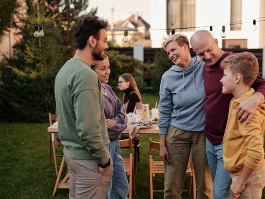 Sweatshirted Family Together Outside