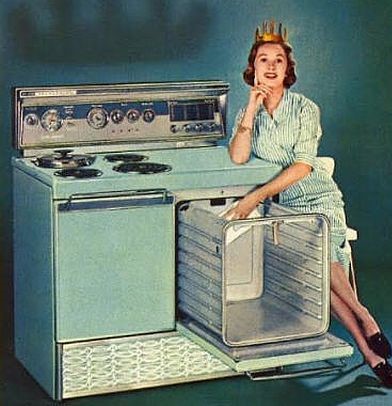 Vintage ad of woman and stove 