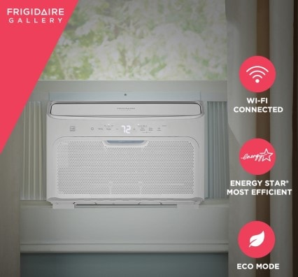 Frigidaire Gallery Quiet Temp Window Air Conditioner with Graphics Reading WiFi Connected, Energy Star Most Efficient, and Eco Mode