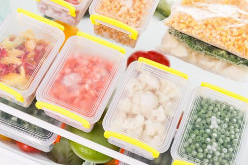 Food in freezer storage containers 
