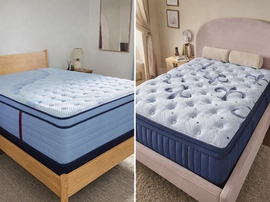A side by side image of a euro top mattress and a pillow top mattress.