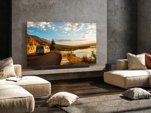 QLED TV on living room wall