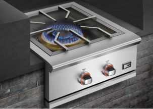 A side burner in an outdoor kitchen