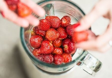 Strawberries in a blender